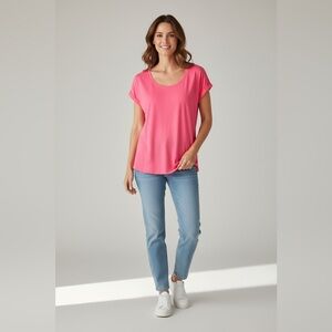 Boden Short Sleeve Scoop Neck Tee Pink Size Small